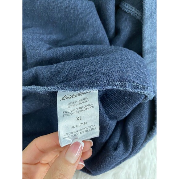 Eddie Bauer Men's Shorts Bermudas  Navy Blue Pull On Elastic & Tie XL - Picture 10 of 10